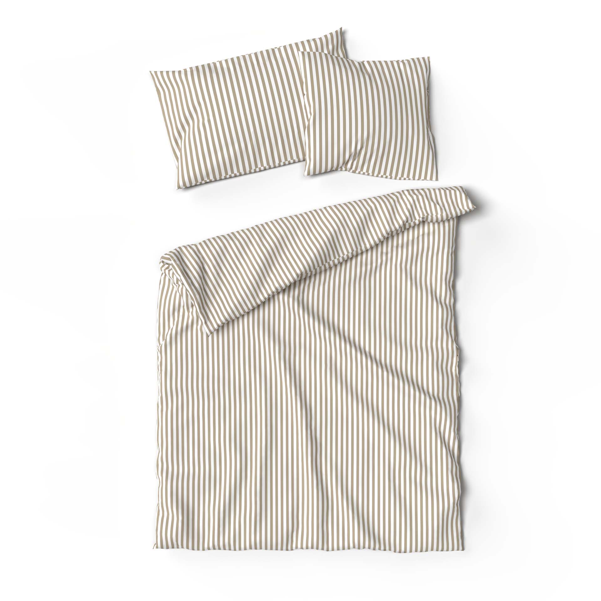 Lotus linge de lit bambou rayures greige