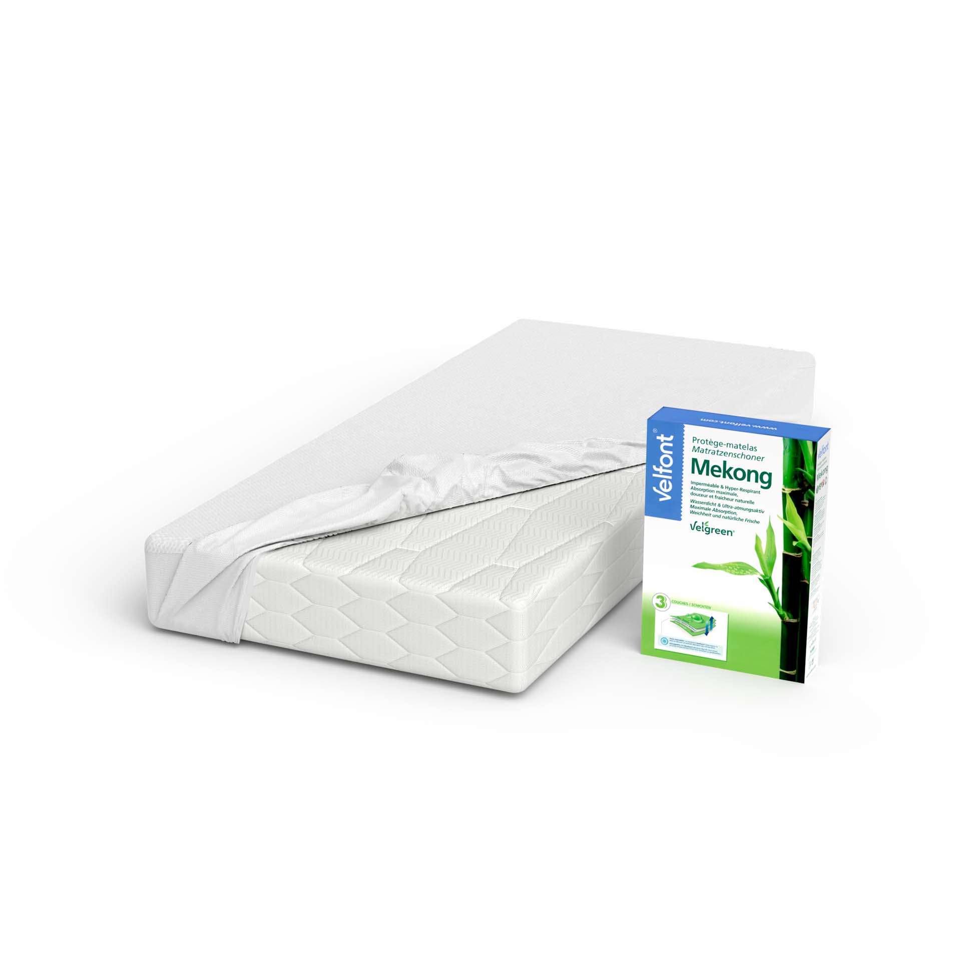 Protège-matelas Velgreen Mekong bambou jersey 3 couches, imperméable