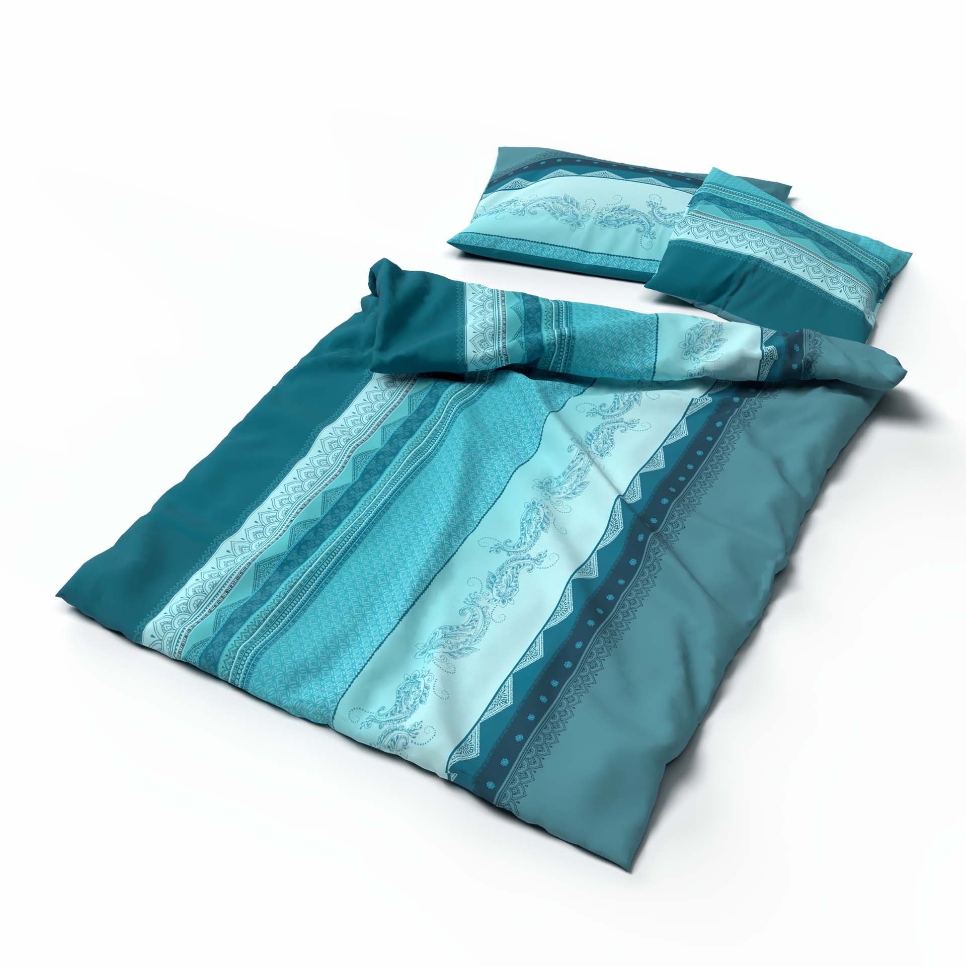 Lotus Linge de lit renforcé Iwalani bleu pétrole