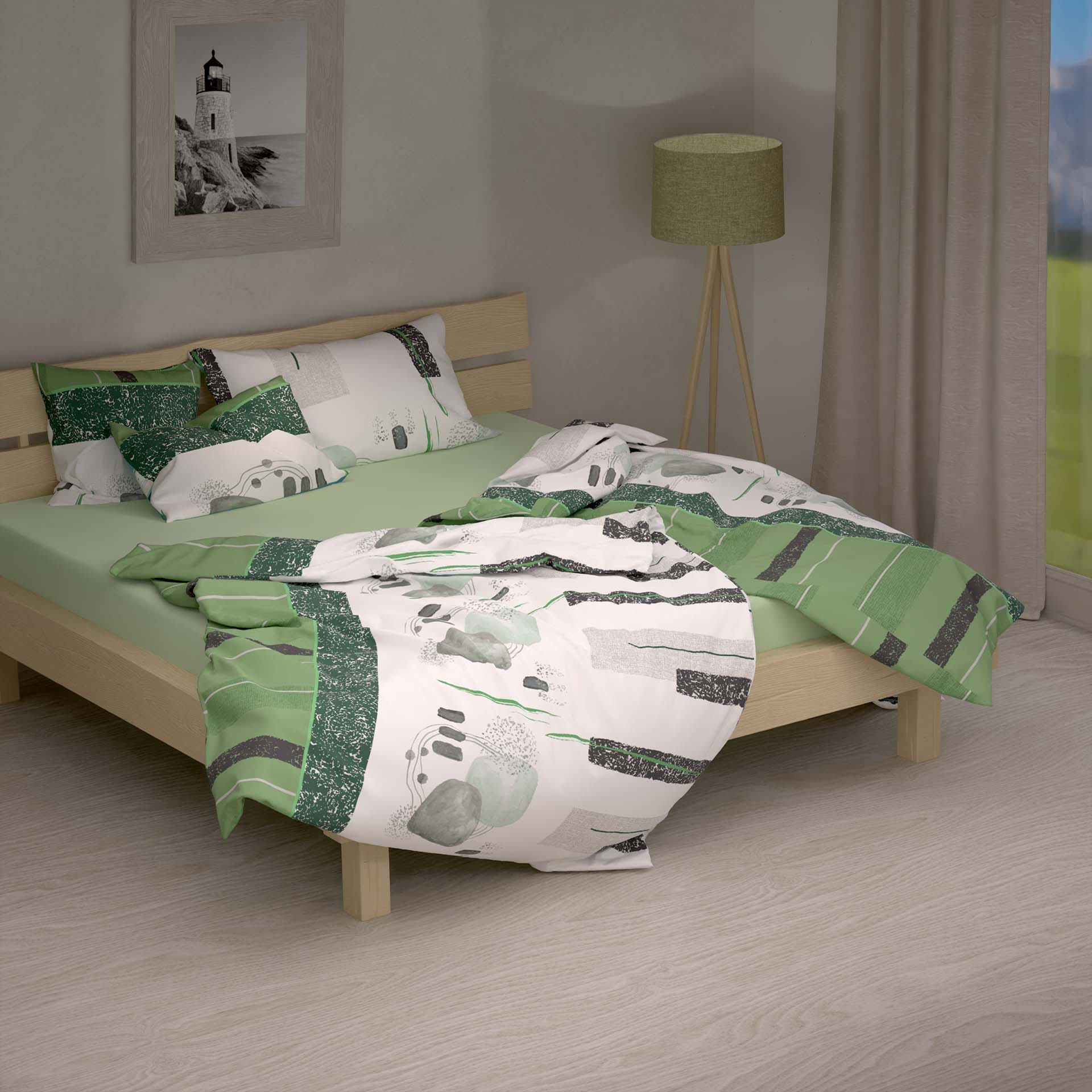 Lotus linge de lit bambou Mariele vert
