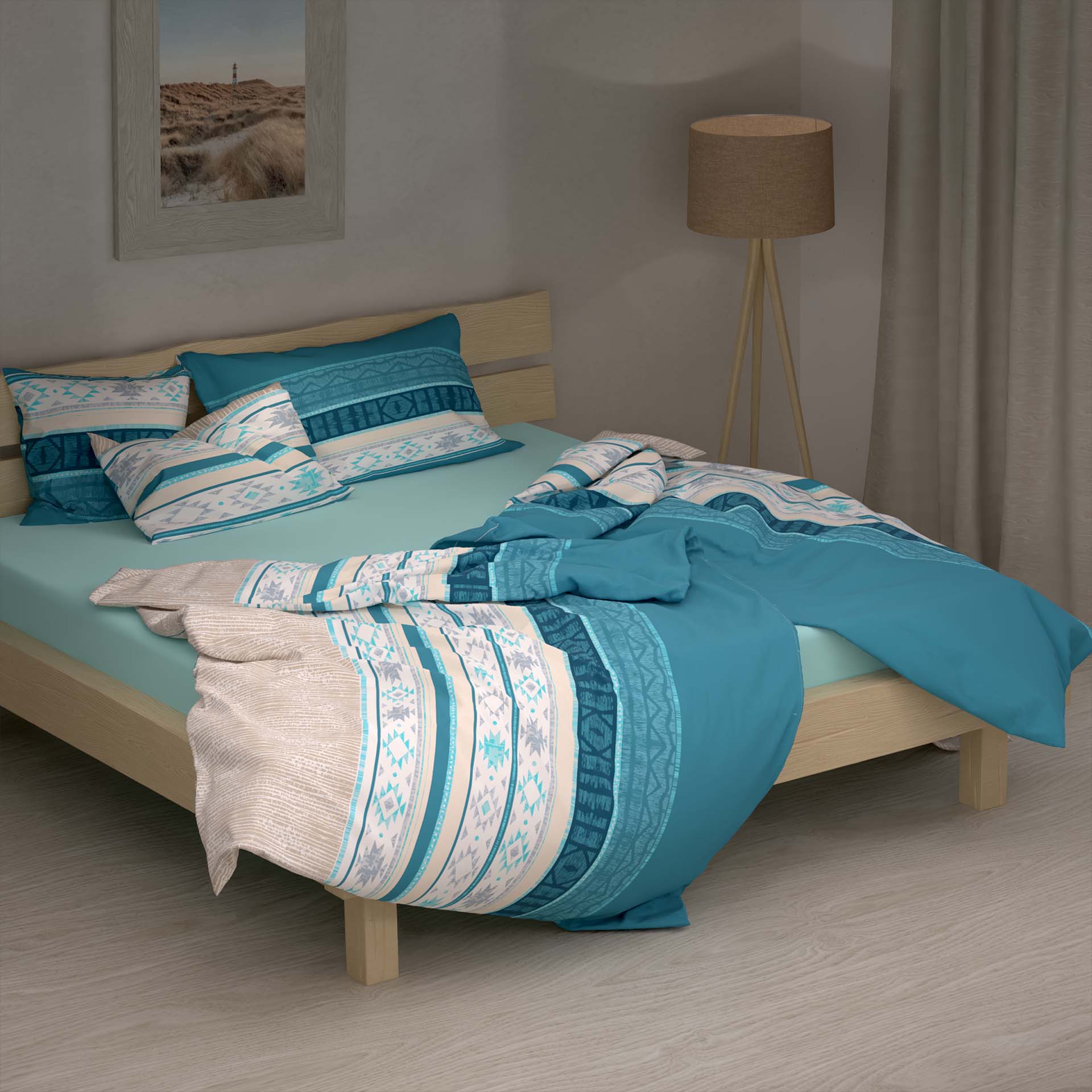 Lotus linge de lit bambou Kenai turquoise
