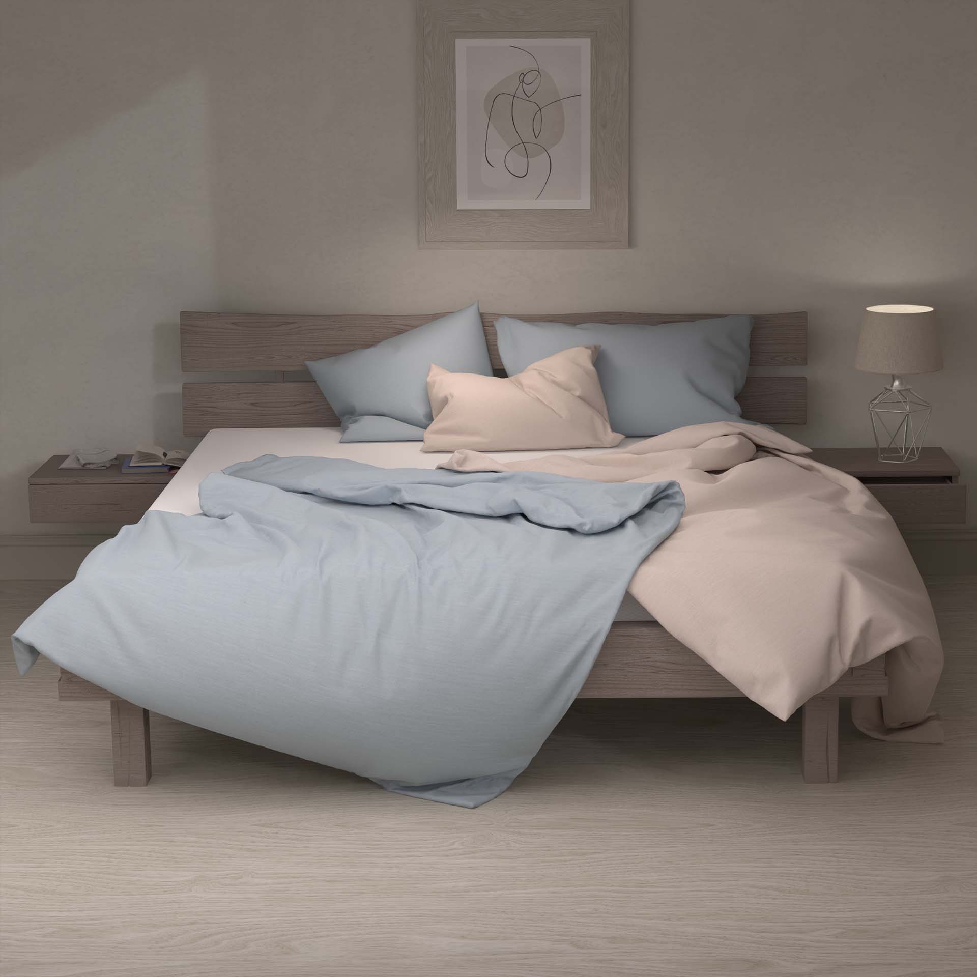 Lotus Bettwäsche Jersey uni mélange azul 200x210cm Duvetbezug