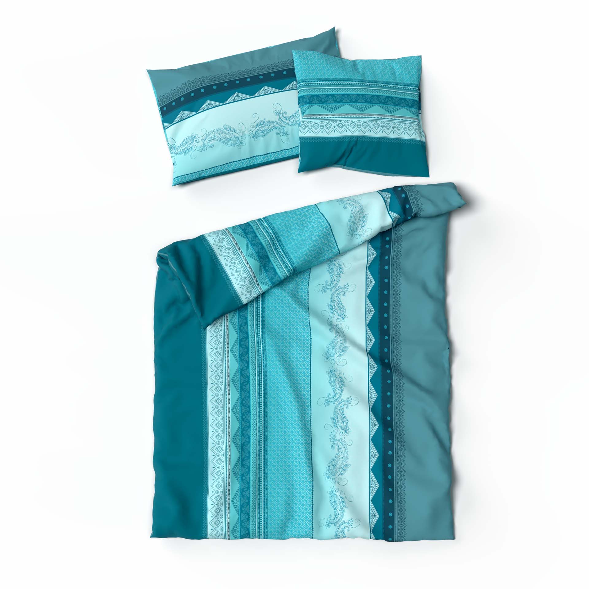 Lotus Linge de lit renforcé Iwalani bleu pétrole