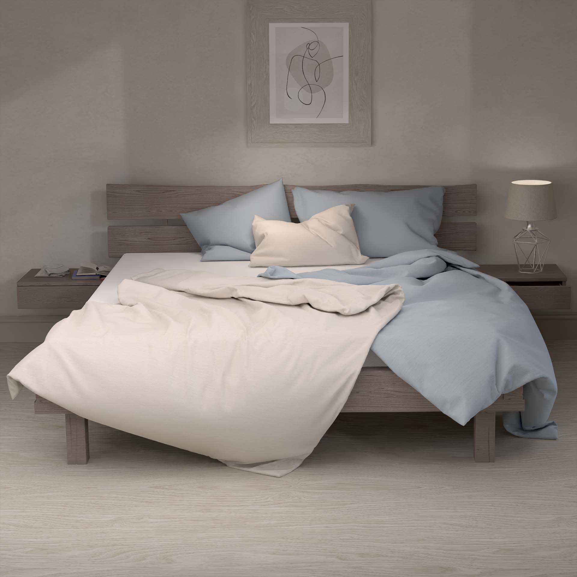 Lotus Bettwäsche Jersey uni mélange greige 160x210cm Duvetbezug